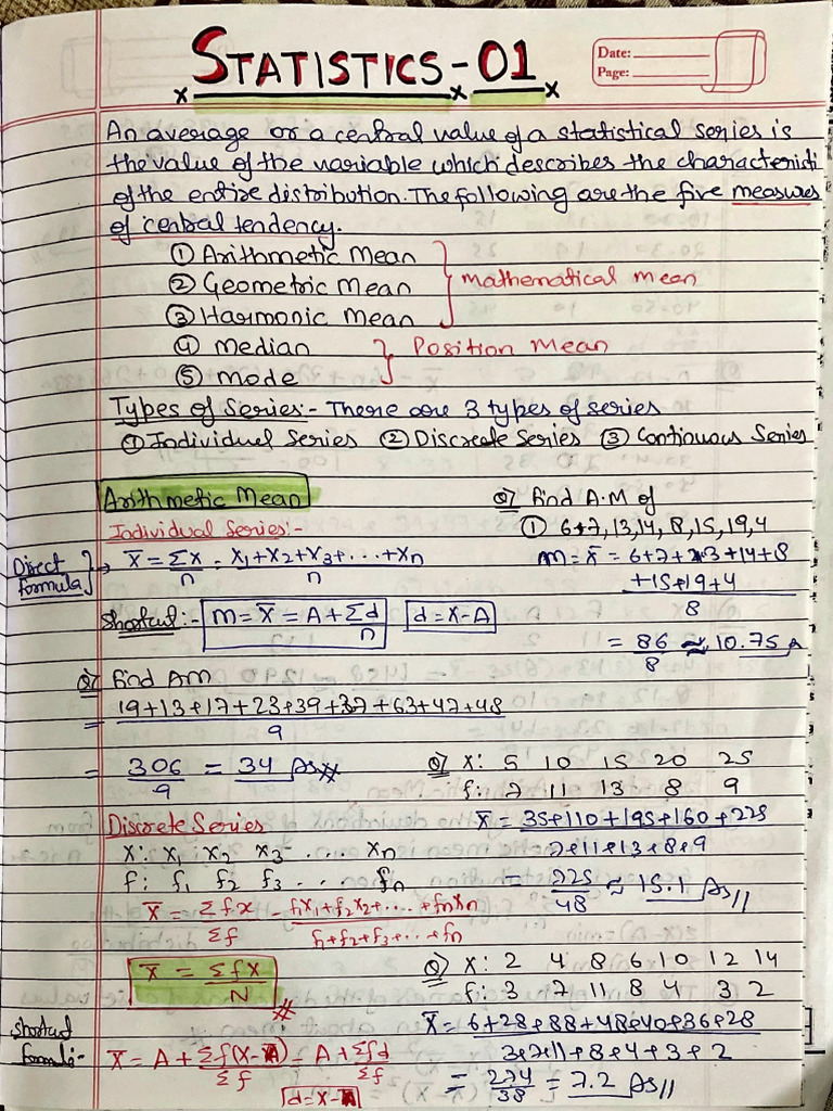 Statistics Notes | PDF
