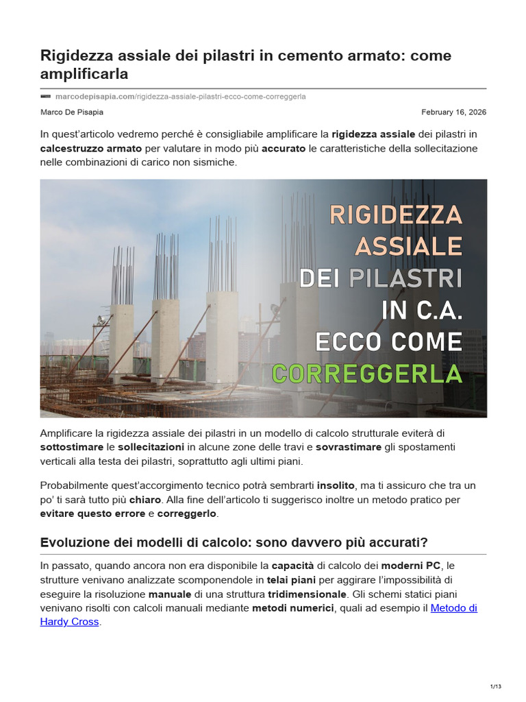 Rigidezza Assiale Dei Pilastri in Cemento Armato Come Amplificarla | PDF