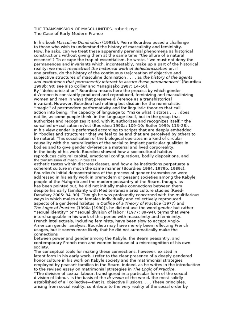 The Transmission of Masculinities | PDF