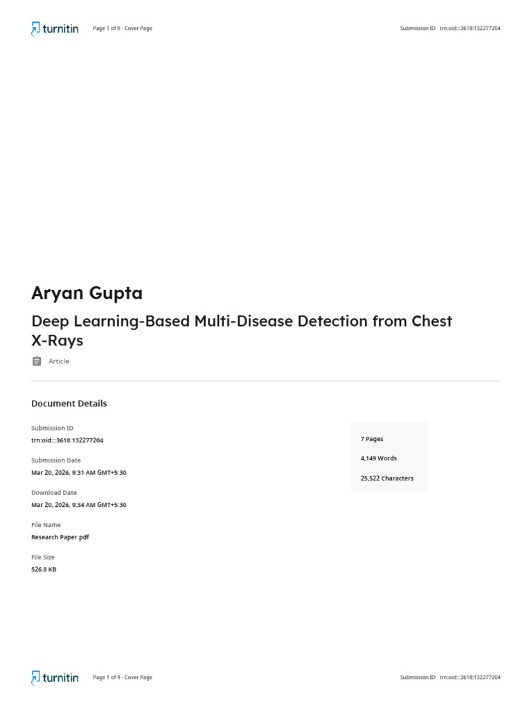 Deep Learning-Based Multi-Disease Detection From Chest X-Rays | PDF