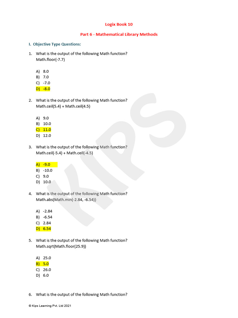 Part 6 - Mathematical Library Methods | PDF | Computer Programming ...