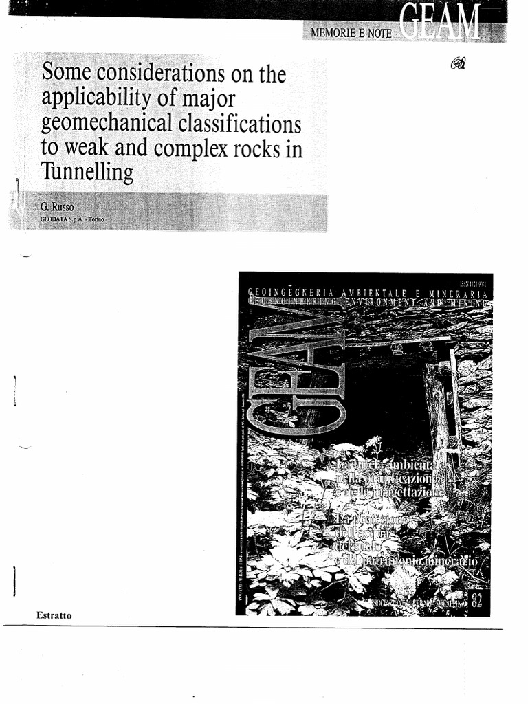 Consideration Applicability Geomechanical Classifications Weak Complex ...