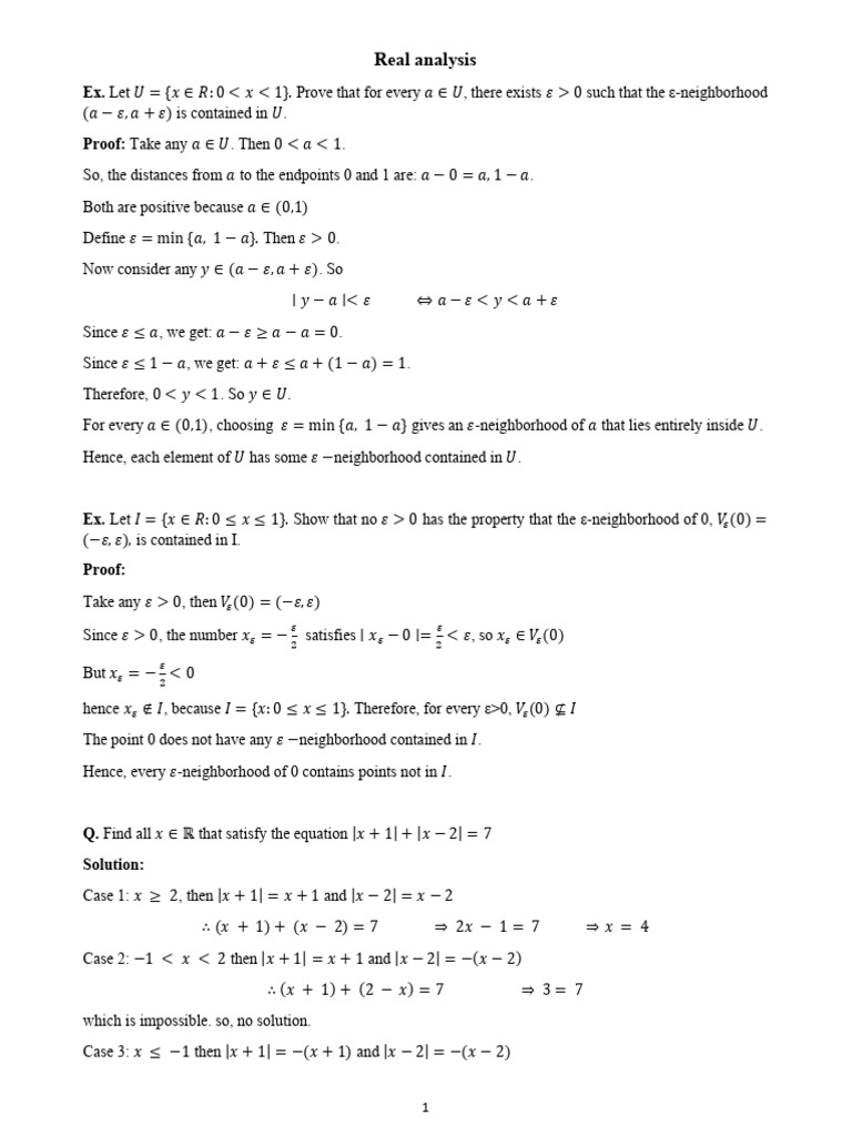 Real Analysis: Ex. Proof | PDF