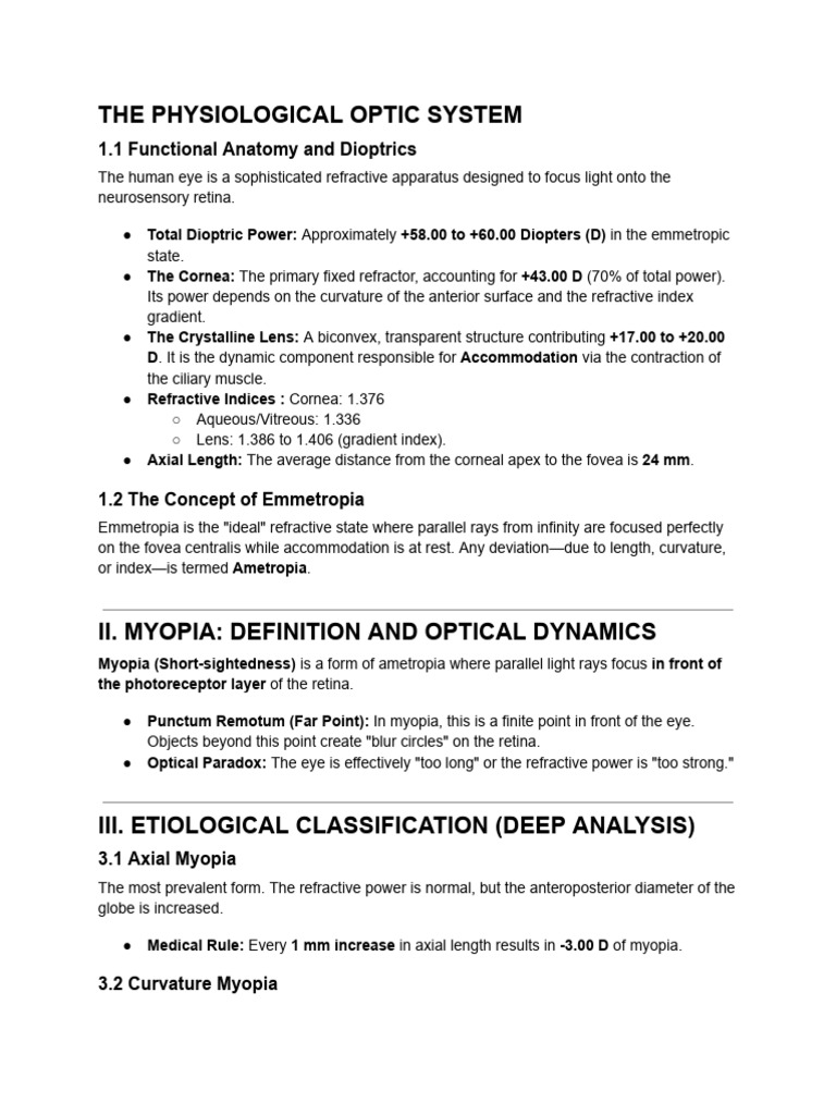 Optic System & Myopia | PDF