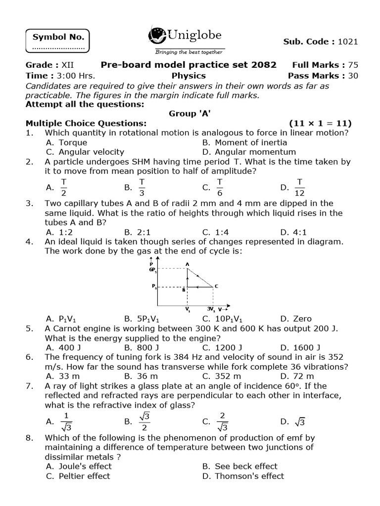 Model Question For Pre-Board Examination | PDF