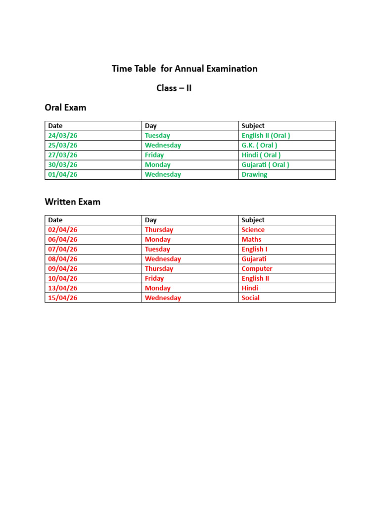 Time Table | PDF
