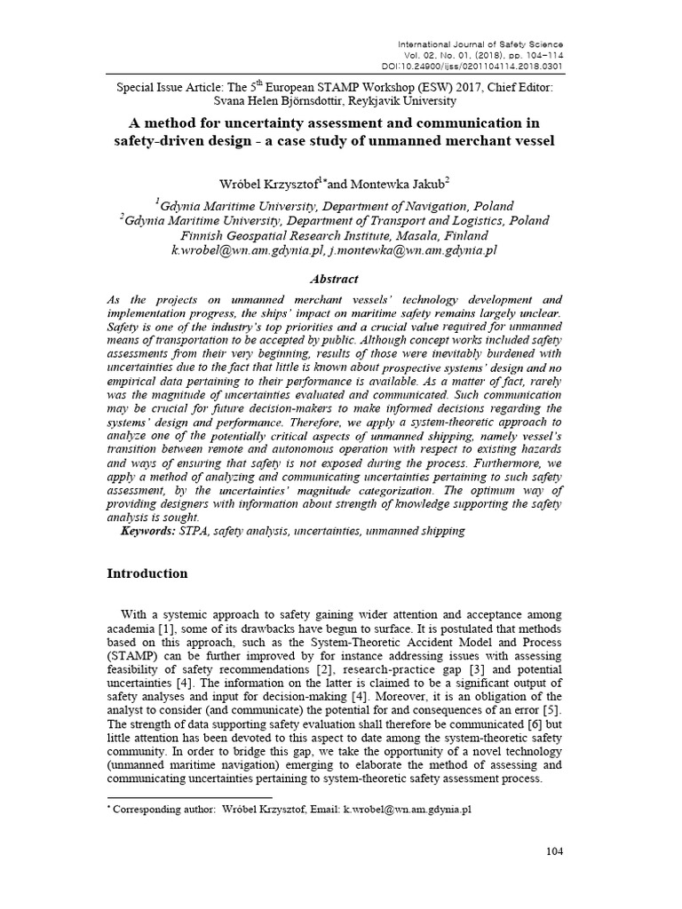 A Method For Uncertainty Assessment and Communication in Safety Driven ...