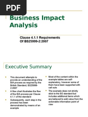 Business Impact Analysis - Clause 4