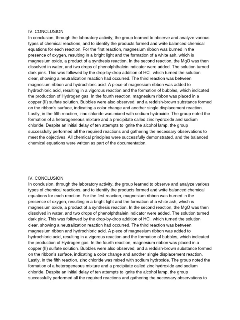 Lab Report Conclusion | PDF