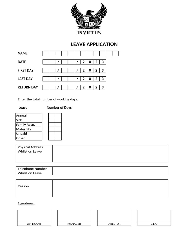 Invictus Application For Leave | PDF