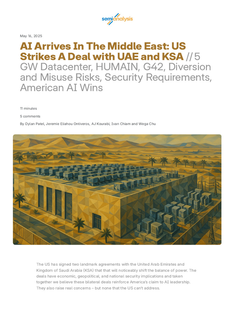 AI Arrives in The Middle East - US Strikes A Deal With UAE and KSA ...