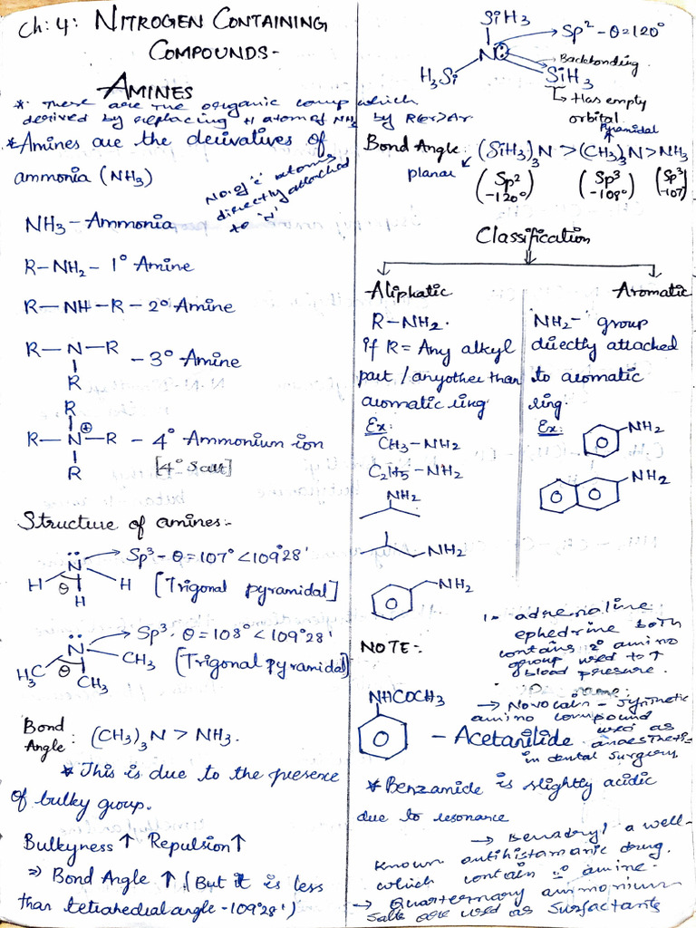 Amines Hand Written Notes Xii | PDF