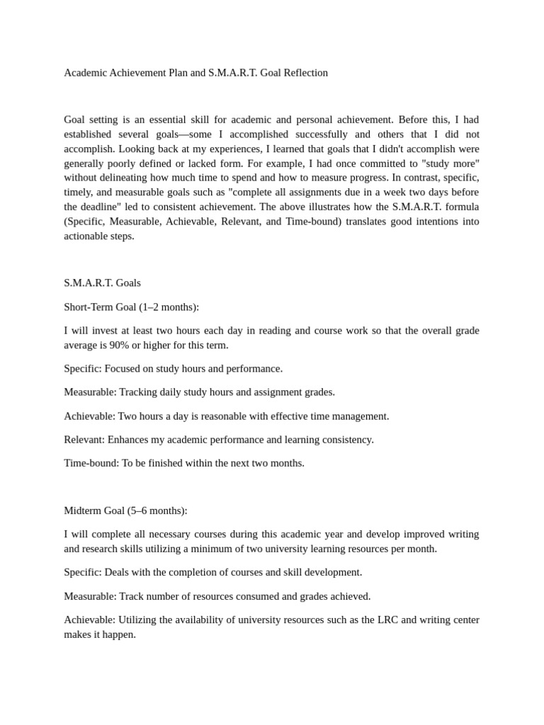 Academic Achievement Plan and S | PDF
