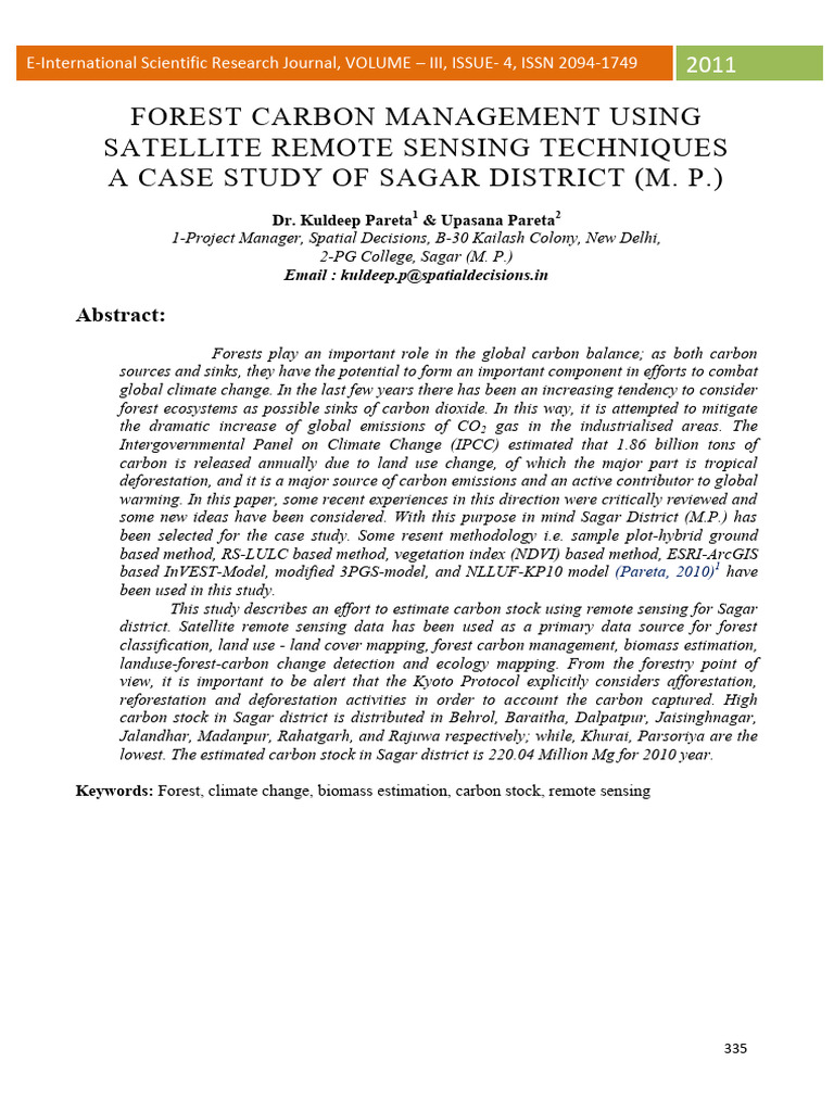 Forest Carbon Management Using Satellite Remote Sensing ...