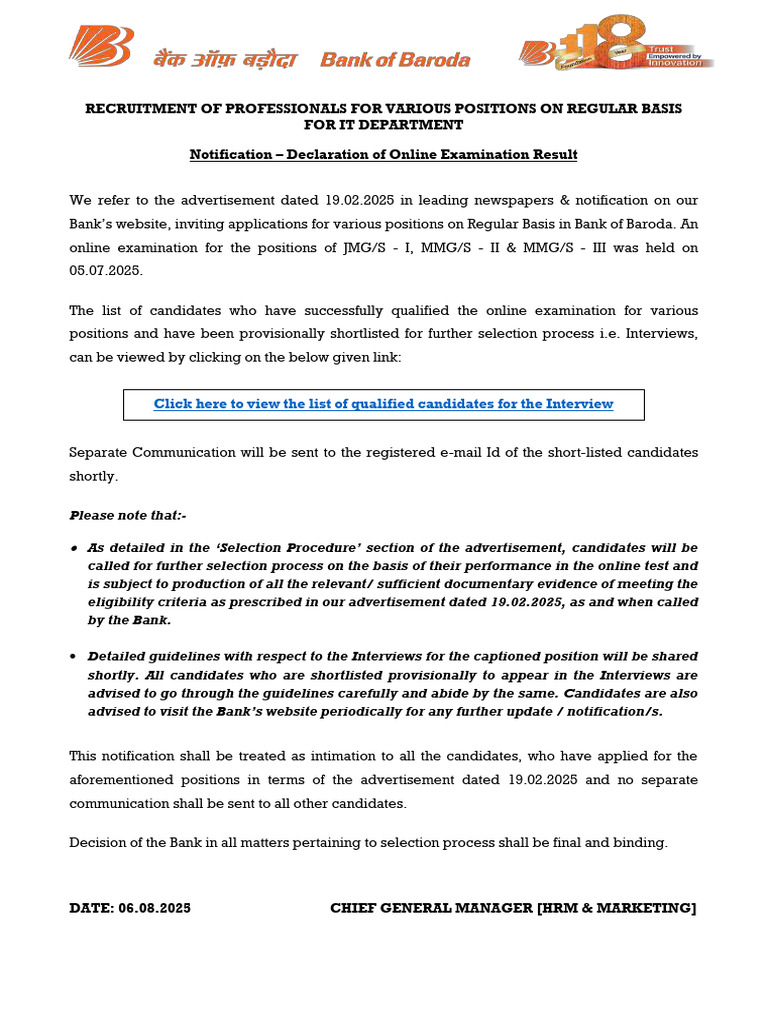Declaration of Online Exam Result 06 10 | PDF
