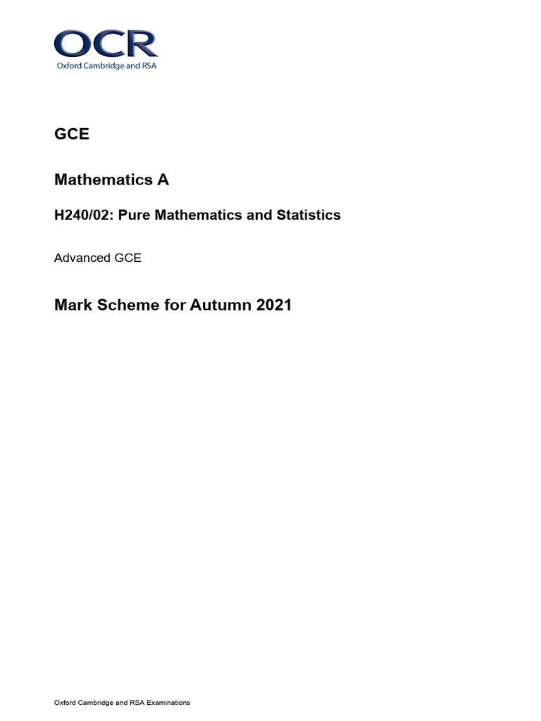2021 240 Paper 02 Markscheme | PDF