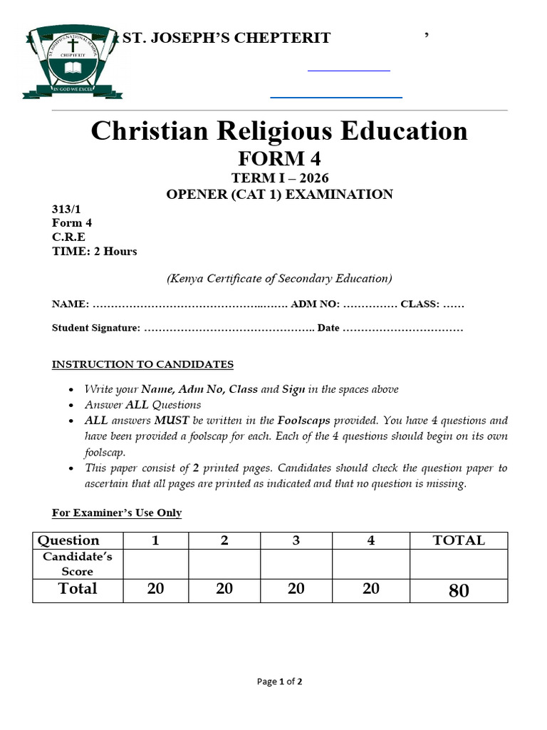 CRE Opener Examination Form 4 | PDF