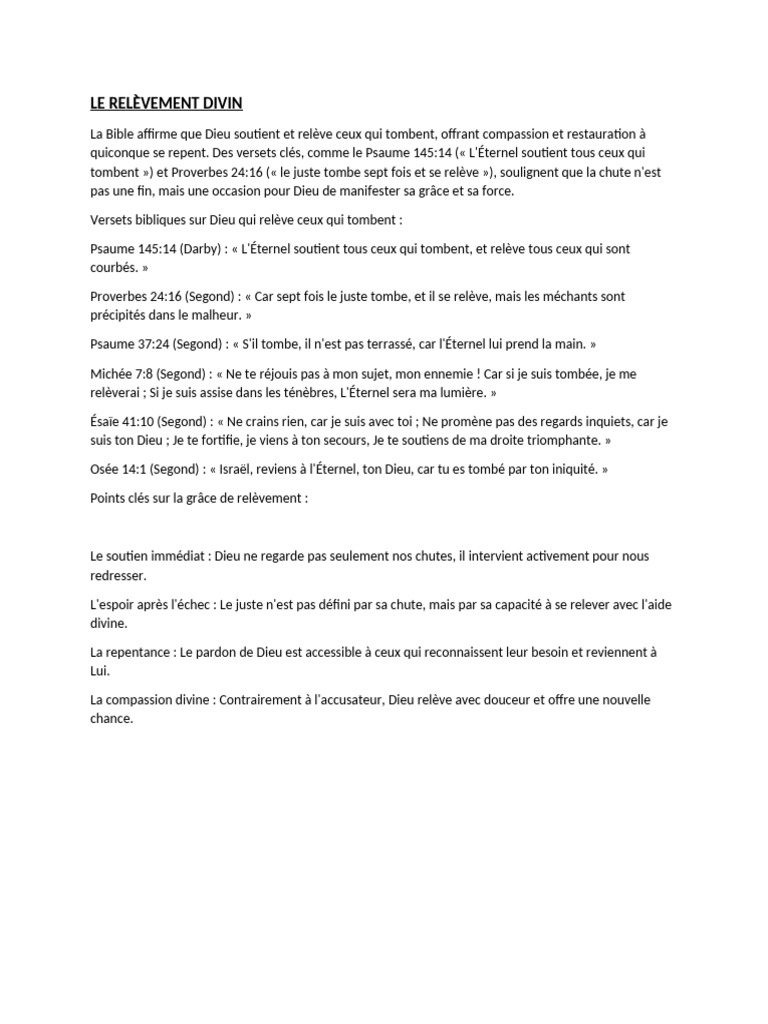 Relèvement Divin | PDF