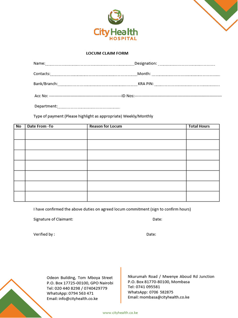Locum Claim Form | PDF