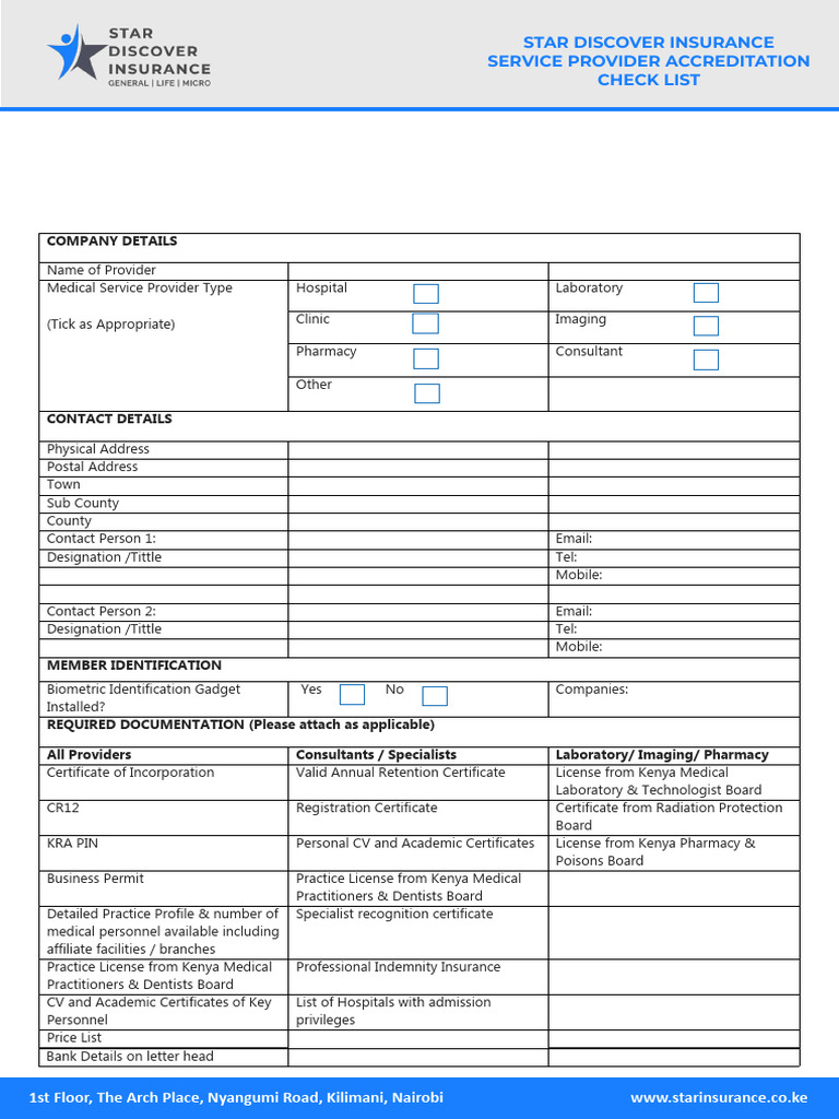 Star Discover Insurance - Accreditation Checklist | PDF