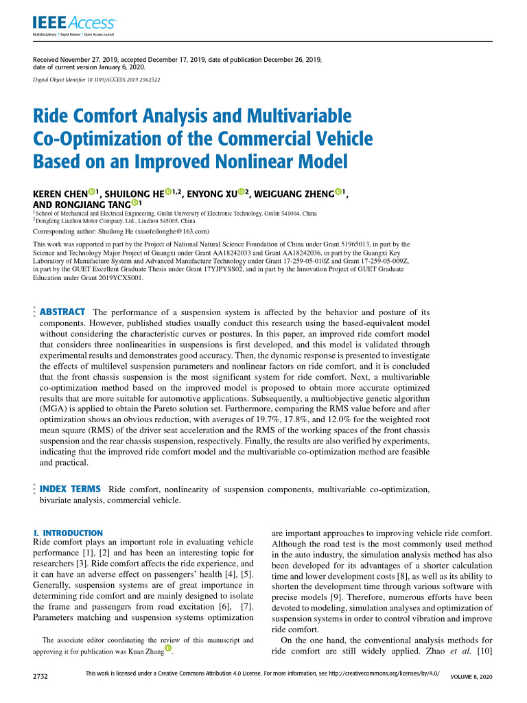 2020 Chen Ride Comfort Analysis and Multivariable Co-Optimization ...