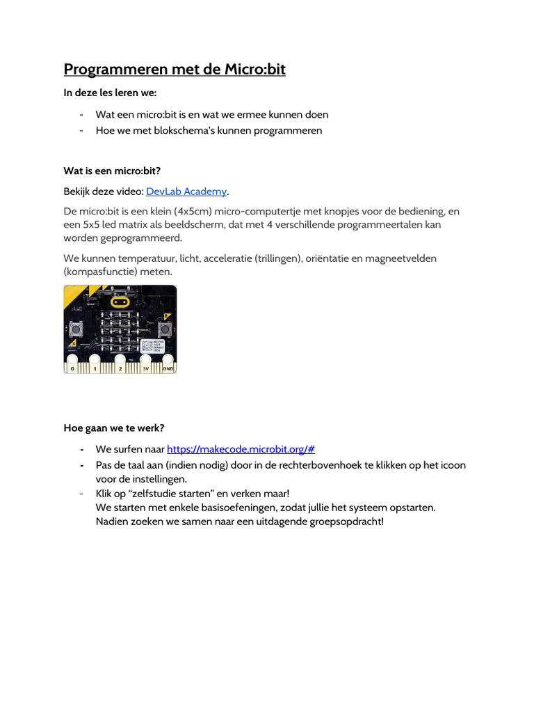 Programmeren Met de Micro - Bit | PDF