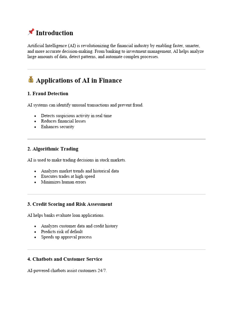 Artificial Intelligence in Finance | PDF