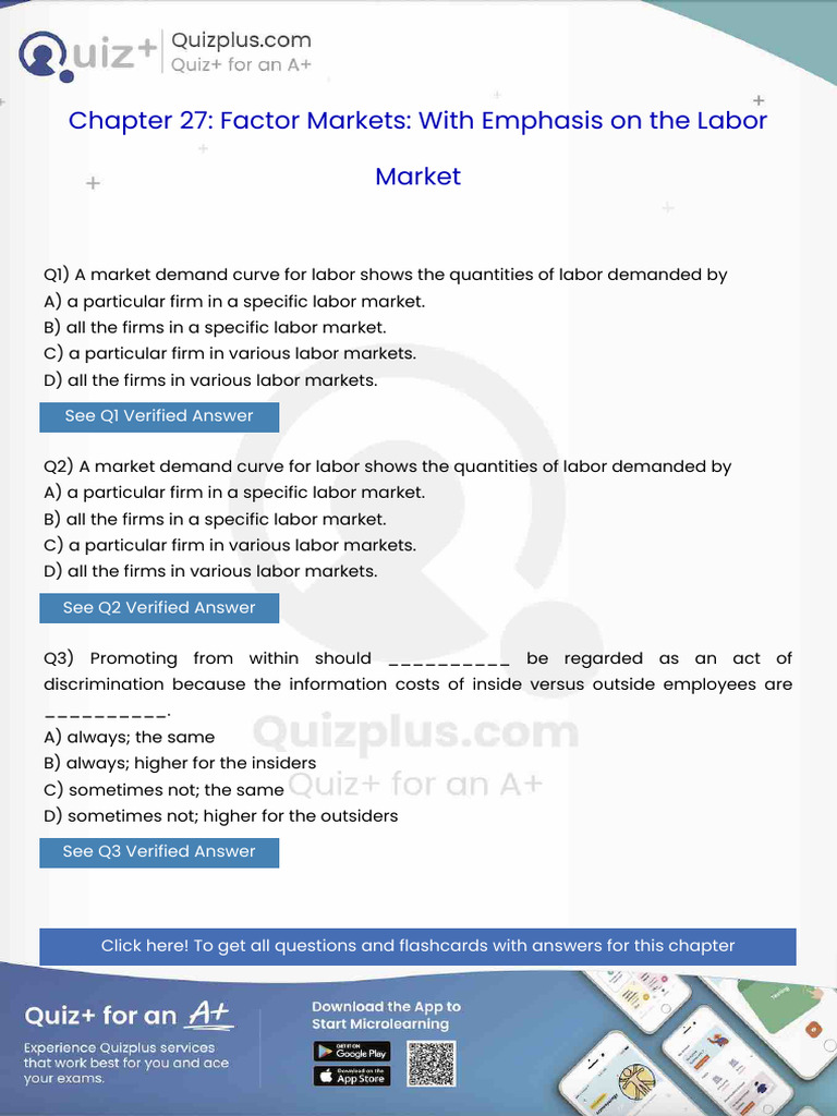 A Market Demand Curve For Labor Shows The Quantities of Labor Demanded ...
