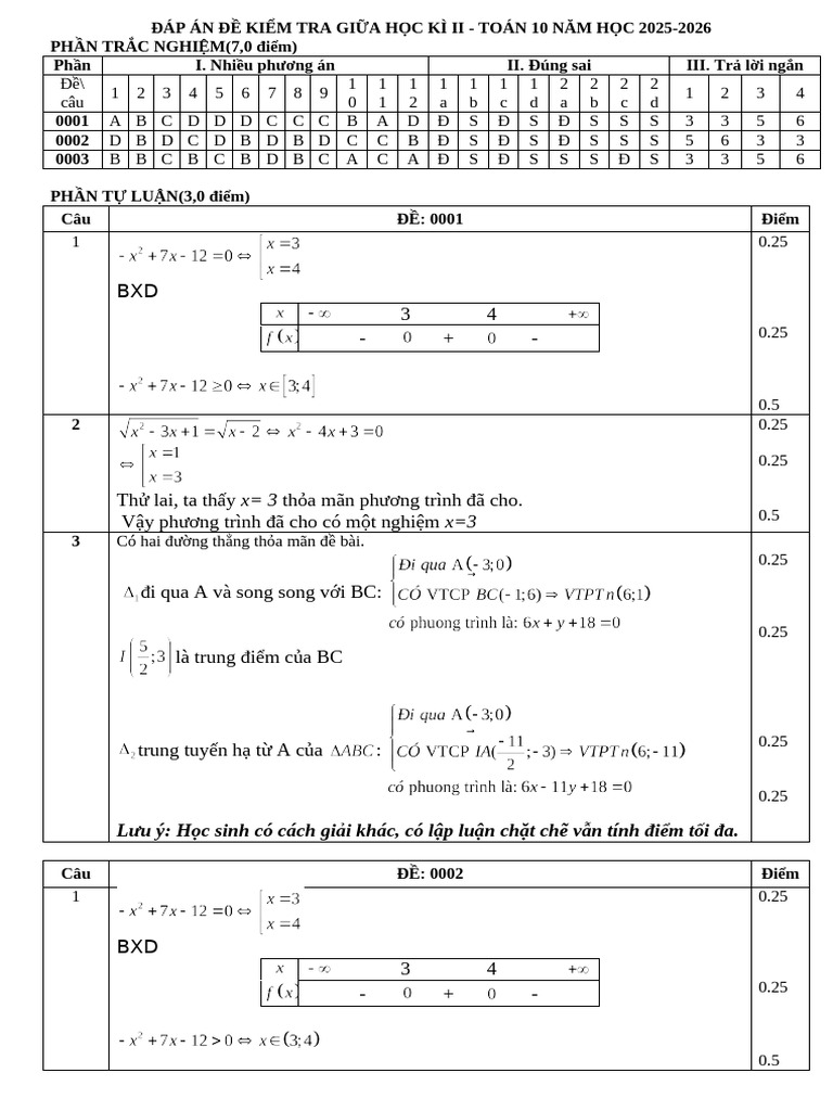 Dap An | PDF