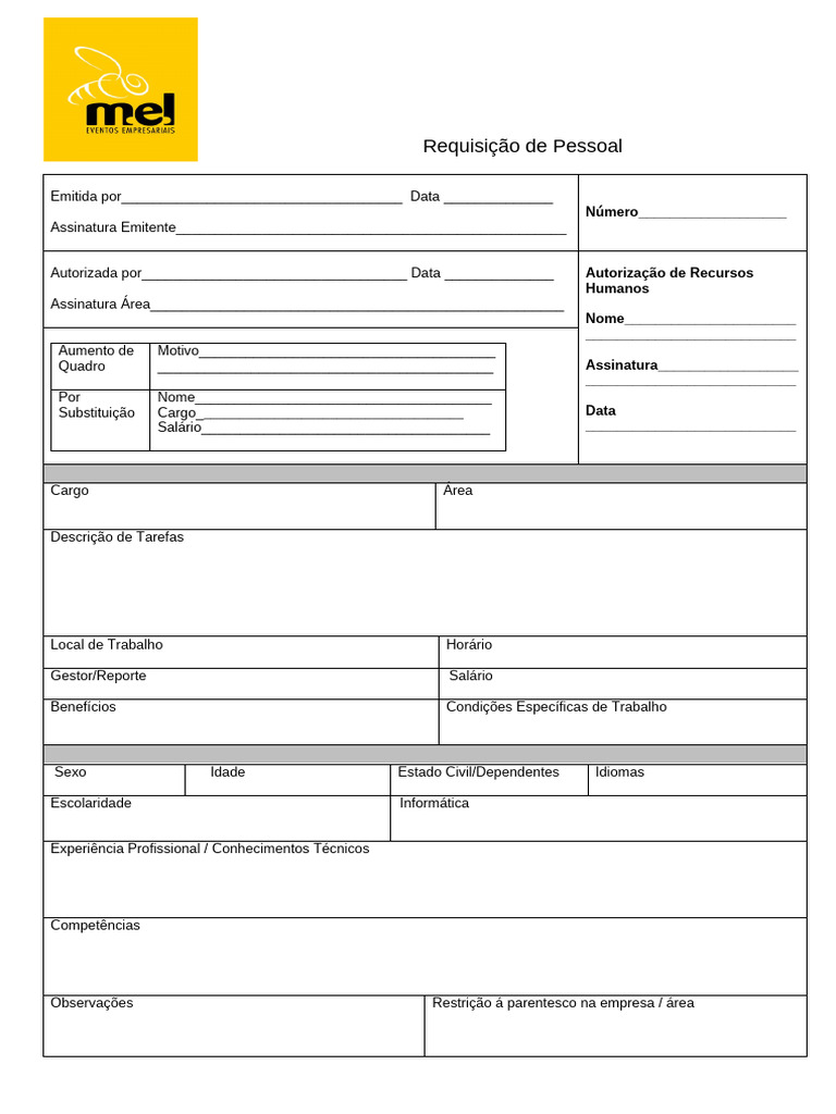 Requisição de Pessoal | PDF