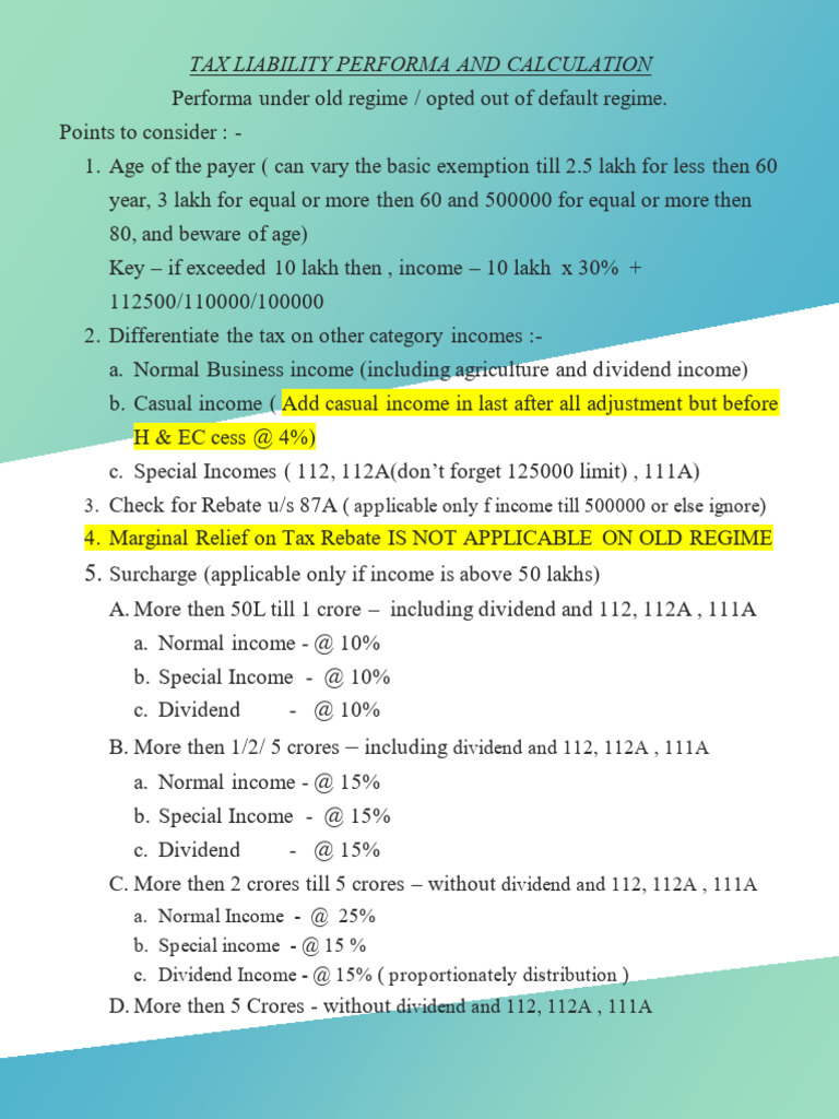 Tax Liability Income Tax | PDF