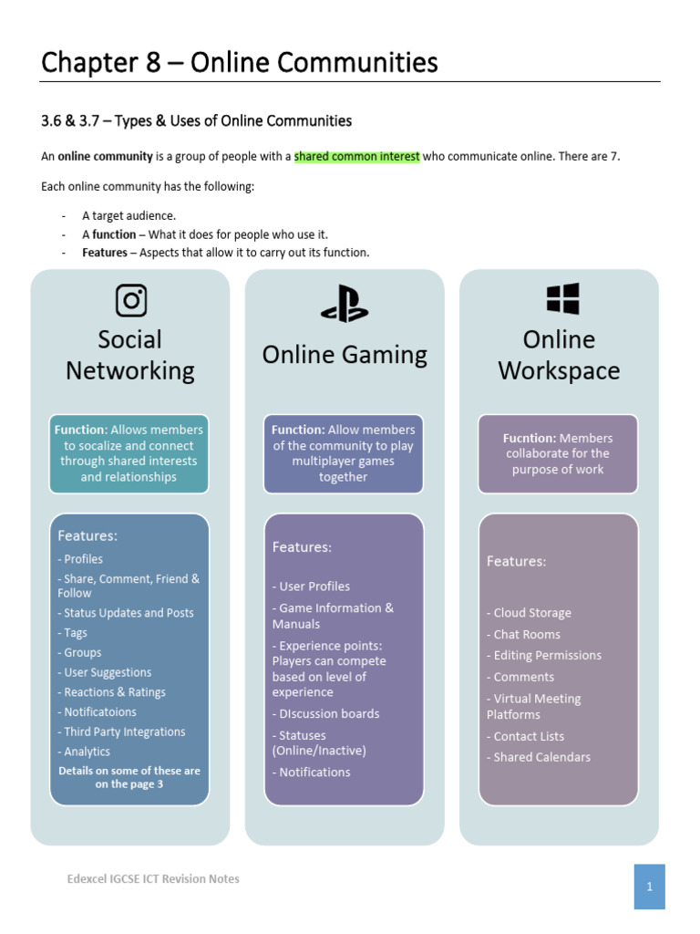 ICT - Chapter 8 - Revision Notes | PDF