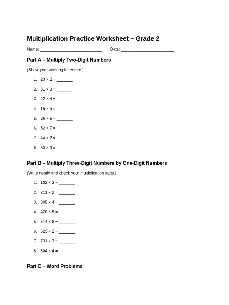 Fa2 Math Multiplication2 Yuvi Grade2 | PDF