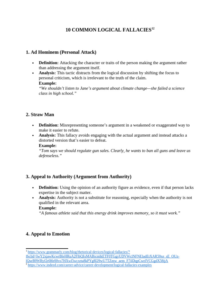 10 Common Logical Fallacies | PDF