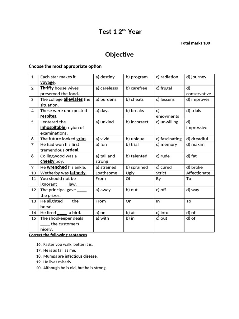 Test 1 Round 3 | PDF