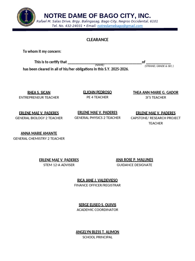 Clearance | PDF