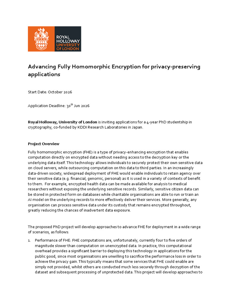Advancing Fully Homomorphic Encryption For Privacy Preserving ...