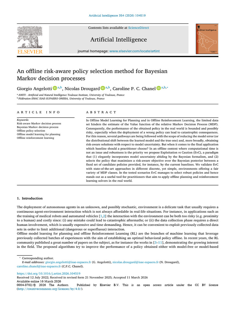 An Offline Risk-Aware Policy Selection Method For Bayesian | PDF