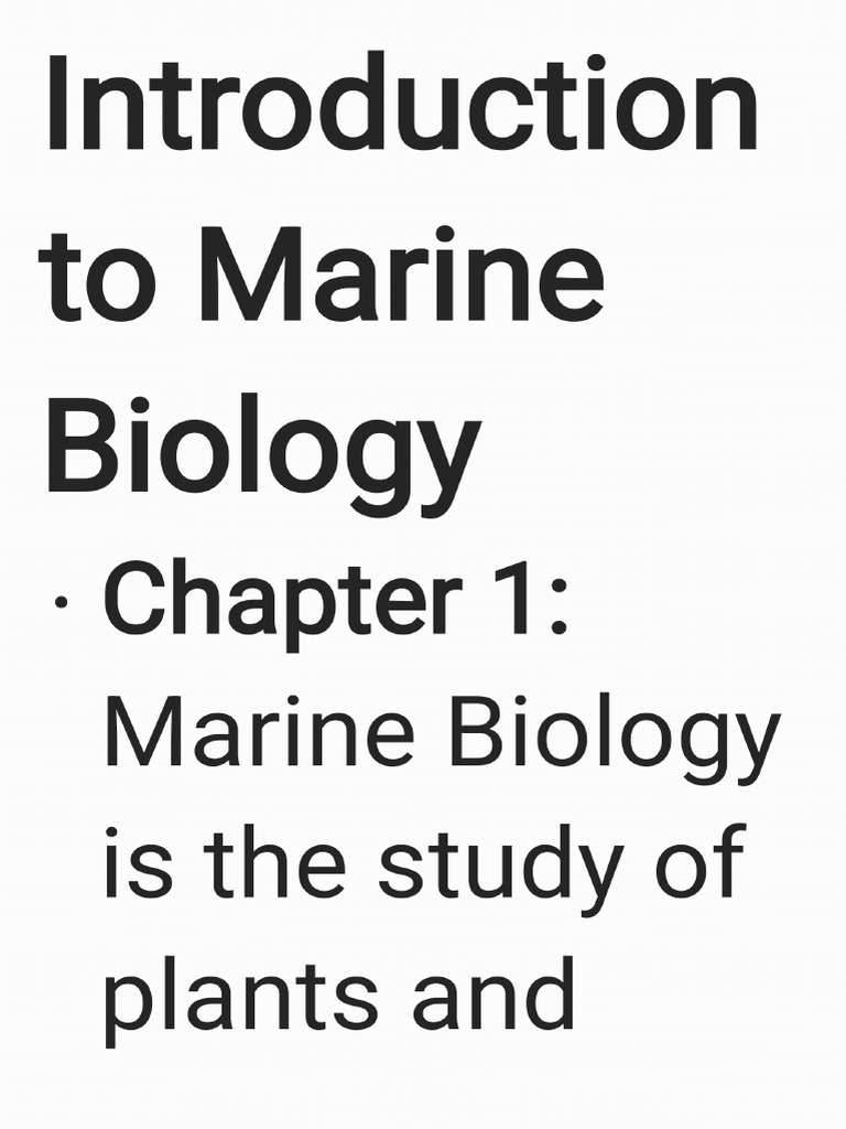 Introduction To Marine Biology | PDF