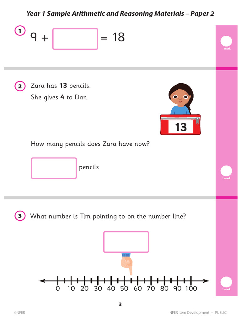 Year 1 Sample Arithmetic and Reasoning Materials Paper 2 | PDF