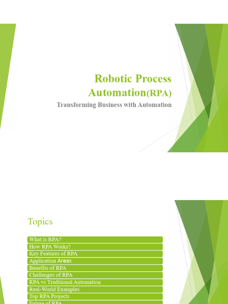 Robotic Process Automation: Transforming Business With Automation | PDF