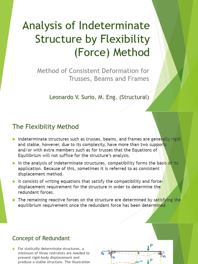 Analysis of Indeterminate Structure by Flexibility (Force) Method | PDF