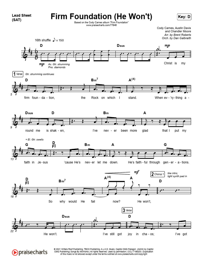 Firm Foundation (Lead Sheet) - D | PDF