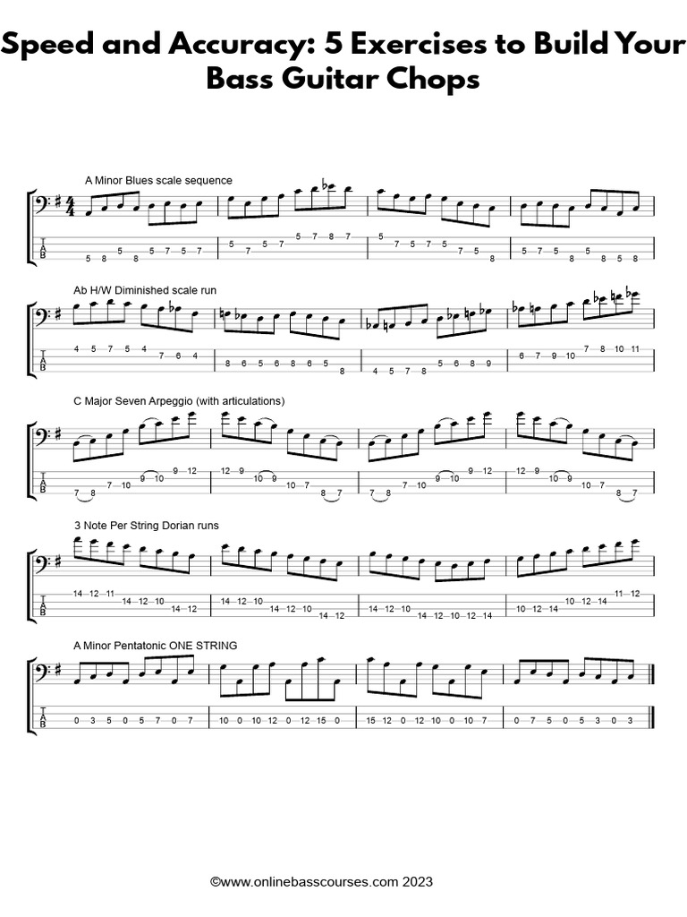 Speed and Accuracy 5 Exercises To Build Your Bass Guitar Chops | PDF