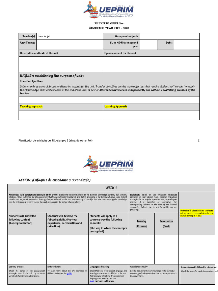 Formato PUD 2022 - 2023 | PDF