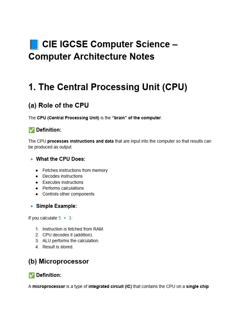 3.1 Computer Architecture Cs Notes | PDF