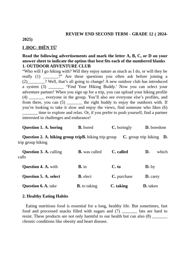 Review End Second Term Sent To Ss | PDF