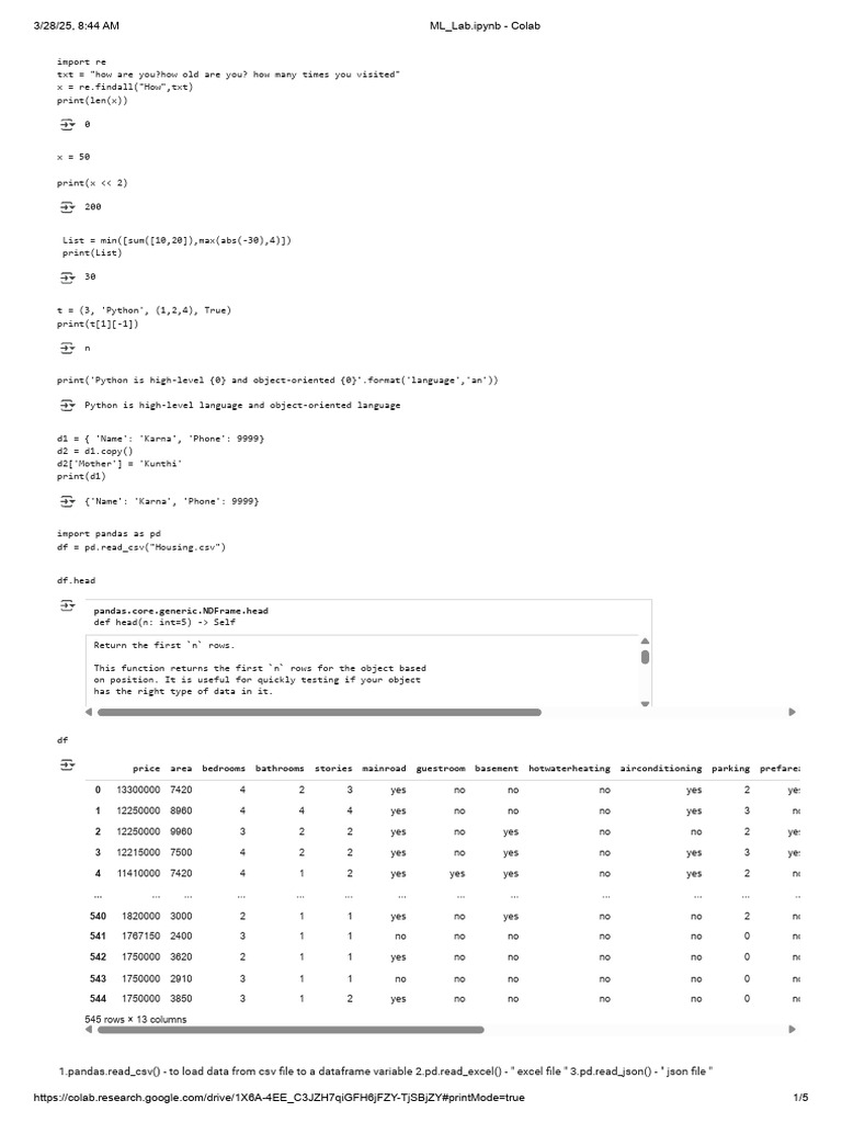 ML - Lab - Ipynb - Colab | PDF