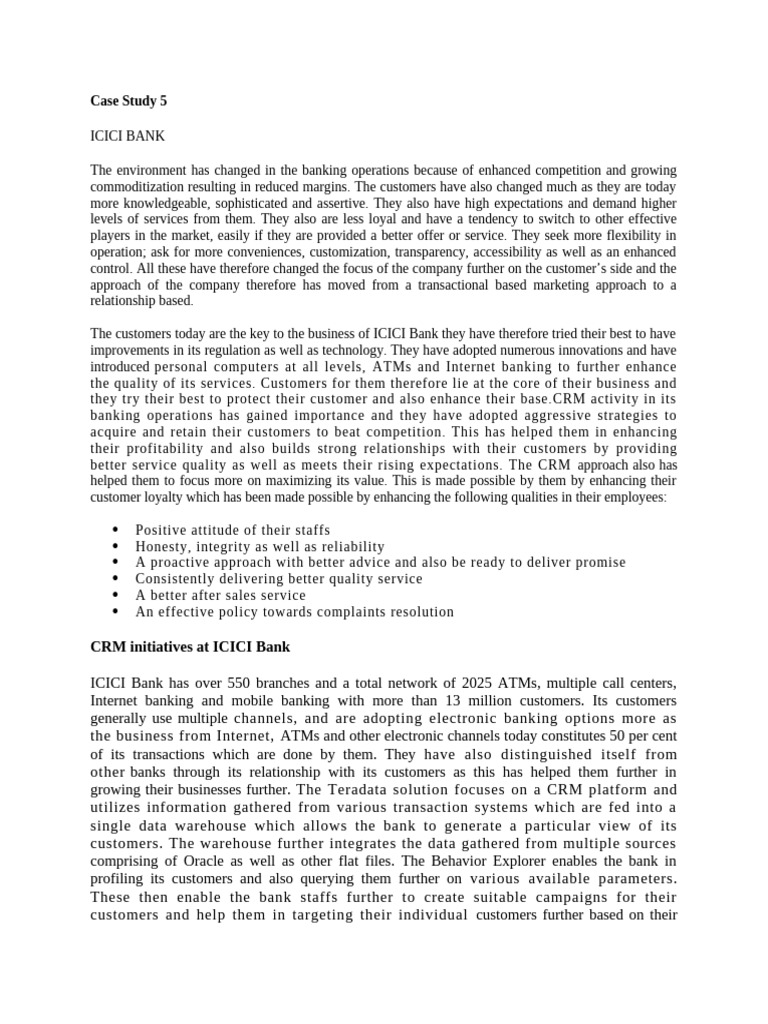 Case Study 5 ICICI Case Study | PDF