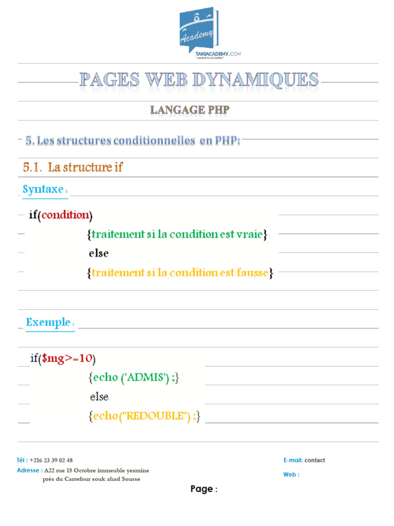 5 Chapitre 4 PHP Structures Conditionnelles If | PDF